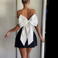 Beautiful Homecoming Dress Off the Shoulder Pleated Bowknot Back to School Outfits Party Dress D7204