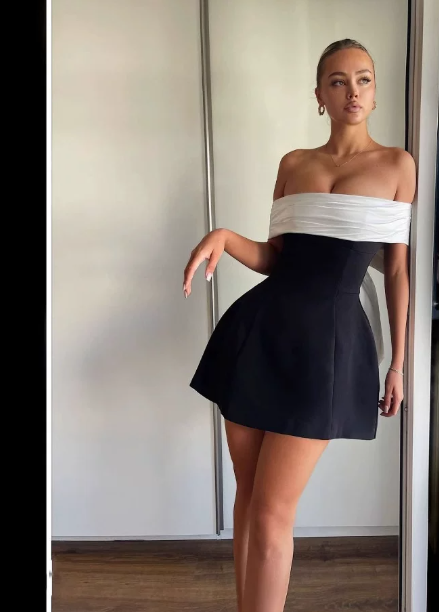 Beautiful Homecoming Dress Off the Shoulder Pleated Bowknot Back to School Outfits Party Dress D7204