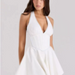 Beautiful Homecoming Dress Halter Pleated Bowknot Back to School Outfits Party Dress D7205