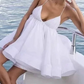 Beautiful Homecoming Dress V Neck Tulle Backless Pleated Back to School Outfits Party Dress D7206