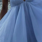 Beautiful Homecoming Dress V Neck Tulle Backless Pleated Back to School Outfits Party Dress D7206