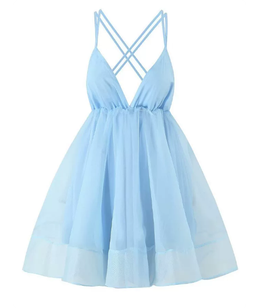 Beautiful Homecoming Dress V Neck Tulle Backless Pleated Back to School Outfits Party Dress D7206