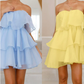 Beautiful Homecoming Dress Strapless Tulle Cascade Pleated Back to School Outfits Party Dress D7207