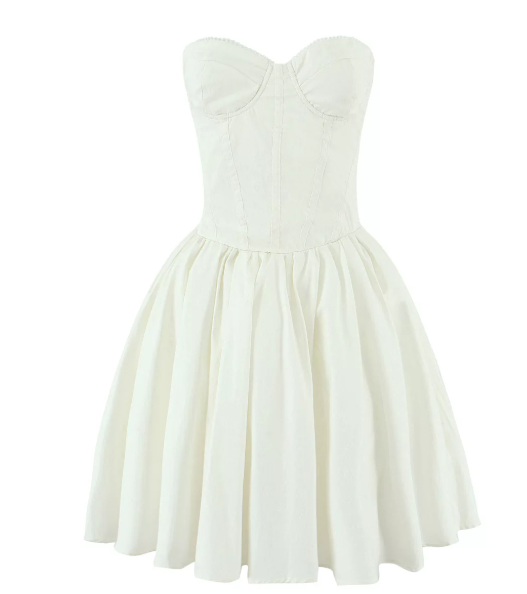 Beautiful Homecoming Dress Strapless Pleated Back to School Outfits Party Dress D7212