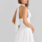 Beautiful Homecoming Dress Halter Backless Pleated Back to School Outfits Party Dress D7217