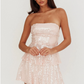 Beautiful Homecoming Dress Strapless Sequins Pleated Back to School Outfits Party Dress D7219