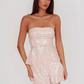 Beautiful Homecoming Dress Strapless Sequins Pleated Back to School Outfits Party Dress D7219
