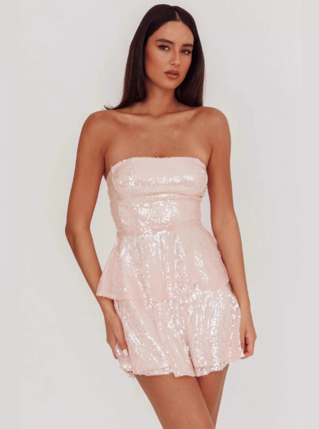 Beautiful Homecoming Dress Strapless Sequins Pleated Back to School Outfits Party Dress D7219