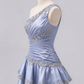 Beautiful Homecoming Dress One Shoulder Rinestone Pleated Cascade Back to School Outfits Party Dress D7223