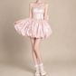 Beautiful Homecoming Dress Strapless Flower Pleated Rinestone Bowknot Back to School Outfits Party Dress D7252