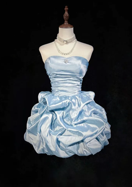 Beautiful Homecoming Dress Sweetheart Pleated Cascade Back to School Outfits Party Dress D7253