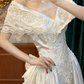 Elegant Wedding Dress Off the Shoulder Pleated Lace Applique Bowknot Beading A Line Wedding Dress Prom Dress D7258