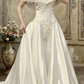 Elegant Wedding Dress Off the Shoulder Pleated Lace Applique Bowknot Beading A Line Wedding Dress Prom Dress D7258