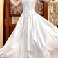 Elegant Wedding Dress Square Pleated Lace Applique Flower Wedding Dress Prom Dress D7259