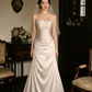 Elegant Wedding Dress Strapless Pleated Lace Flower Wedding Dress D7260