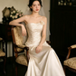 Elegant Wedding Dress Strapless Pleated Lace Flower Wedding Dress D7260