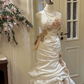 Elegant Wedding Dress Sweetheart Pleated Cascade Flower Wedding Dress Prom Dress D7261