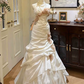 Elegant Wedding Dress Sweetheart Pleated Cascade Flower Wedding Dress Prom Dress D7261