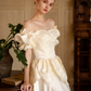 Elegant Wedding Dress Off the Shoulder Bateau Pleated Applique Lace Wedding Dress Prom Dress D7262