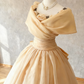Elegant Wedding Dress Portrait Pleated Flower Bowknot Wedding Dress Prom Dress D7263