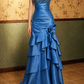 Stunning Prom Dress Strapless Pleated Flower Rinestone Gala Dress Evening Dress   D7264