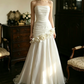 Elegant Wedding Dress Strapless Flower Pleated Tulle Wedding Dress Prom Dress D7267