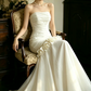 Elegant Wedding Dress Strapless Flower Pleated Tulle Wedding Dress Prom Dress D7267