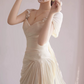 Elegant Wedding Dress V Neck Flower Pleated Tulle Wedding Dress Prom Dress D7268