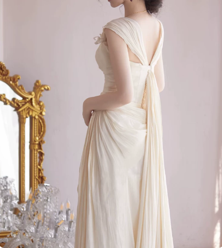 Elegant Wedding Dress V Neck Flower Pleated Tulle Wedding Dress Prom Dress D7268