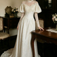 Elegant Wedding Dress High Collar Applique Pleated Lace Wedding Dress Prom Dress D7269