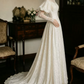 Elegant Wedding Dress High Collar Applique Pleated Lace Wedding Dress Prom Dress D7269