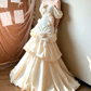 Elegant Wedding Dress Off the Shoulder Flower Pleated Cascade Applique Wedding Dress Prom Dress D7270