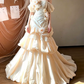 Elegant Wedding Dress Off the Shoulder Flower Pleated Cascade Applique Wedding Dress Prom Dress D7270