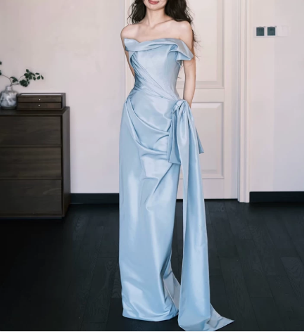 Stunning Prom Dress Strapless Pleated Gala Dress Evening Dress   D7274