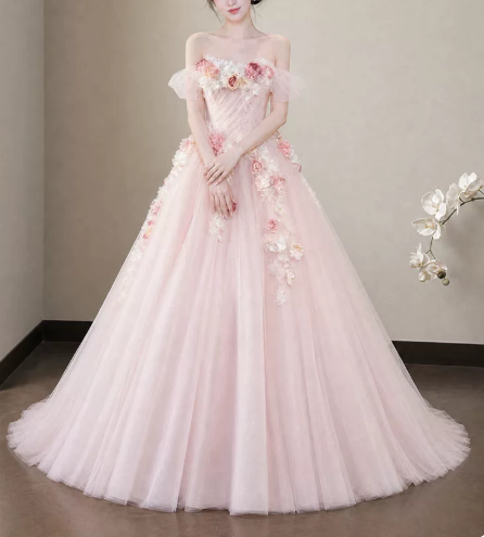 Stunning Prom Dress Off the Shoulder Flower Tulle Gala Dress Evening Dress   D7275