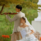 Elegant Wedding Dress V Neck Applique Pleated Flower Wedding Dress D7277