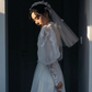 Elegant Wedding Dress High Collar Applique Lace Tulle Wedding Dress D7278