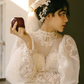 Elegant Wedding Dress High Collar Applique Lace Tulle Wedding Dress D7278