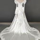 Elegant Wedding Dress High Collar Applique Lace Tulle Pearl  Bowknot Flower Wedding Dress D7279