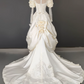 Elegant Wedding Dress High Collar Applique Lace Tulle Beaded Flower Cascade Wedding Dress D7280