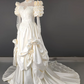 Elegant Wedding Dress High Collar Applique Lace Tulle Beaded Flower Cascade Wedding Dress D7280