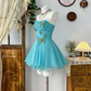 Beautiful Homecoming Dress Strapless Pleated Rinestone Back to School Outfits Party Dress D7283