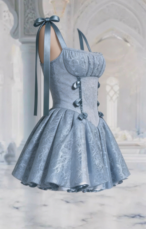 Beautiful Homecoming Dress Square Pleated Back to School Outfits Party Dress D7284