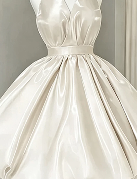 Charming Homecoming Dress Halter Pleated Back to School Outfits Party Dress D7296