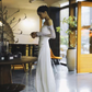 Elegant Wedding Dress Bateall Pleated Lace Wedding Dress D7297