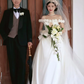 Elegant Wedding Dress Off the Shoulder Pleated Bowknot Flower Wedding Dress D7298