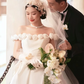 Elegant Wedding Dress Off the Shoulder Pleated Bowknot Flower Wedding Dress D7298