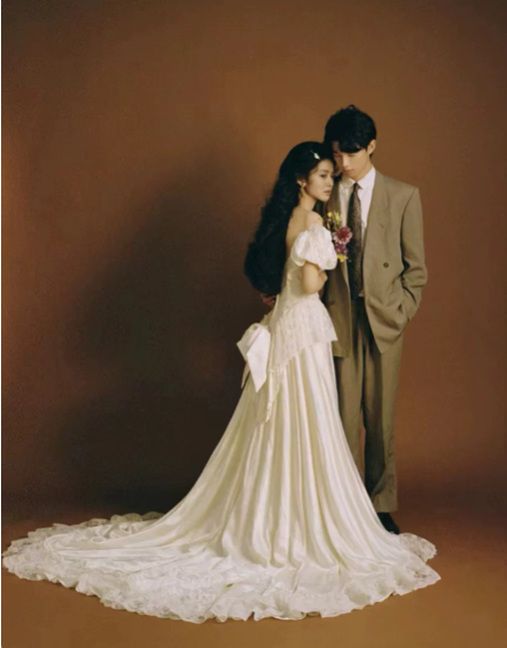 Elegant Wedding Dress Off the Shoulder Pleated Bowknot Lace Wedding Dress D7299