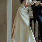 Elegant Wedding Dress Square Flower Pleated Prom Dress Wedding Dress D7300
