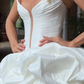 Charming Homecoming Dress V Neck Cascade Pleated Back to School Outfits Party Dress D7309